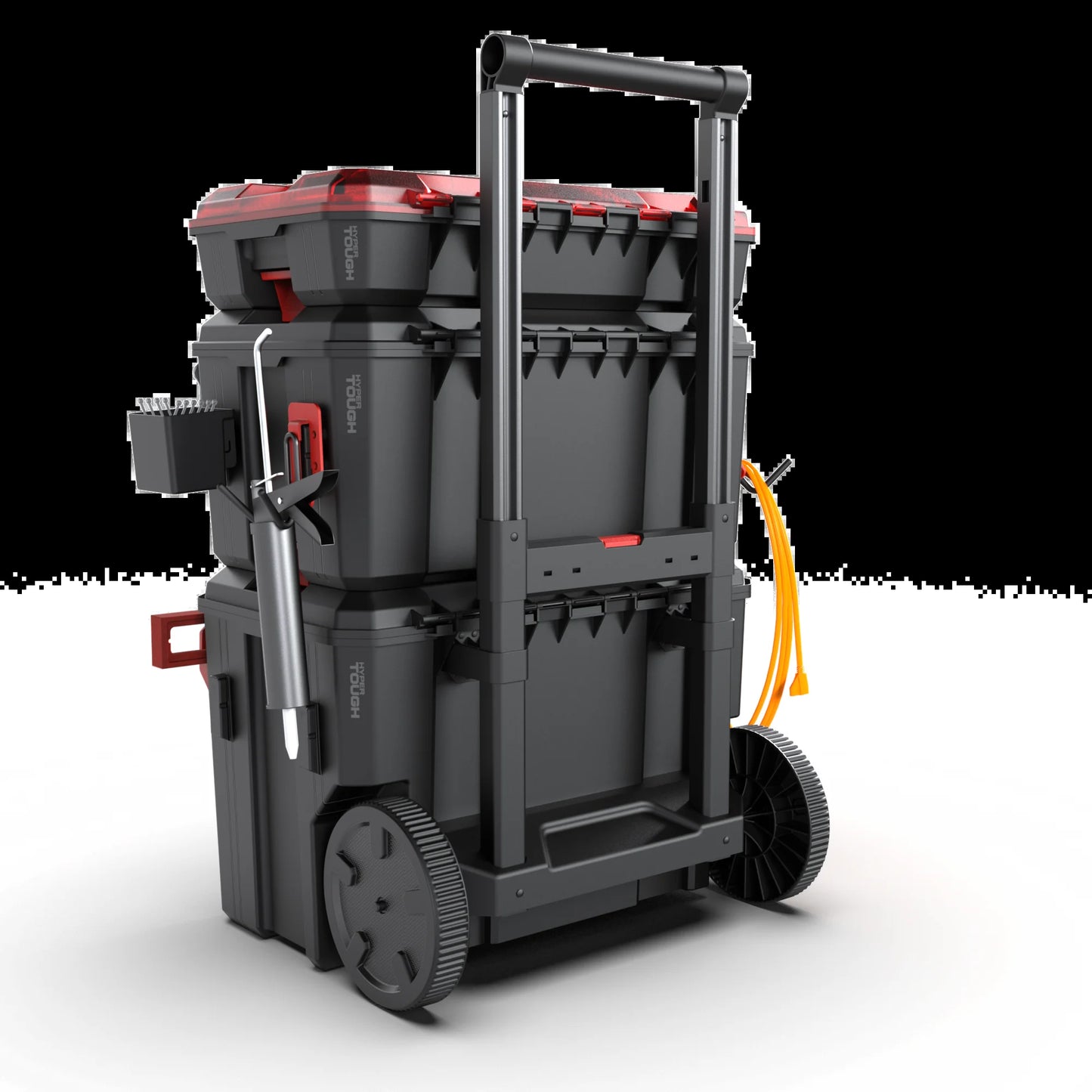 Hyper Stack Heavy Duty 3 Piece Modular Rolling Toolbox System, Black