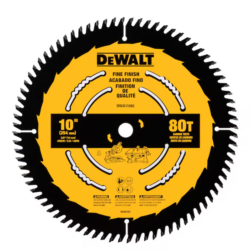 Large Diameter Saw Blades 10-In 80 -Tooth Fine Finish Tungsten Carbide-Tipped Steel Miter/Table Saw Blade Individual