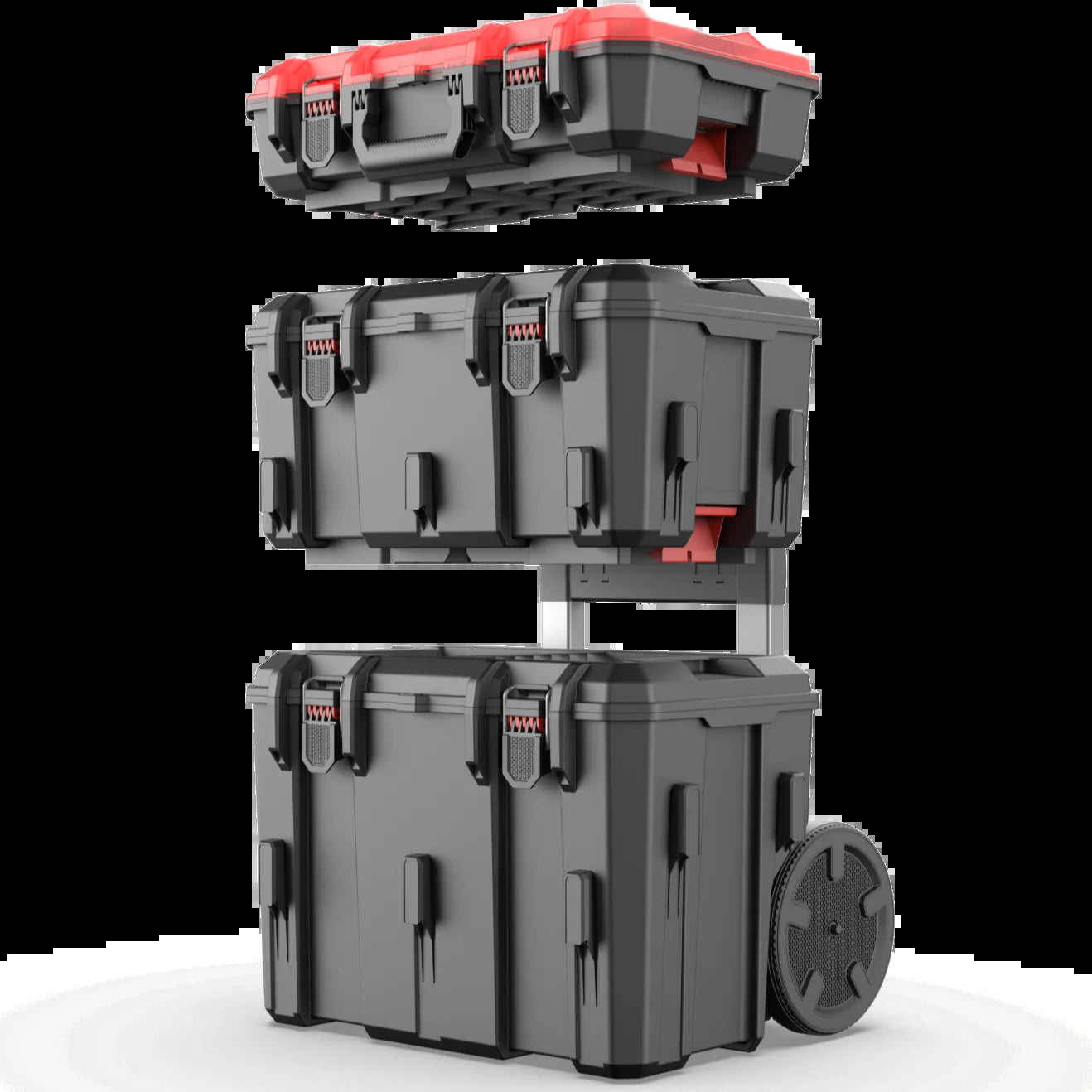 Hyper Stack Heavy Duty 3 Piece Modular Rolling Toolbox System, Black
