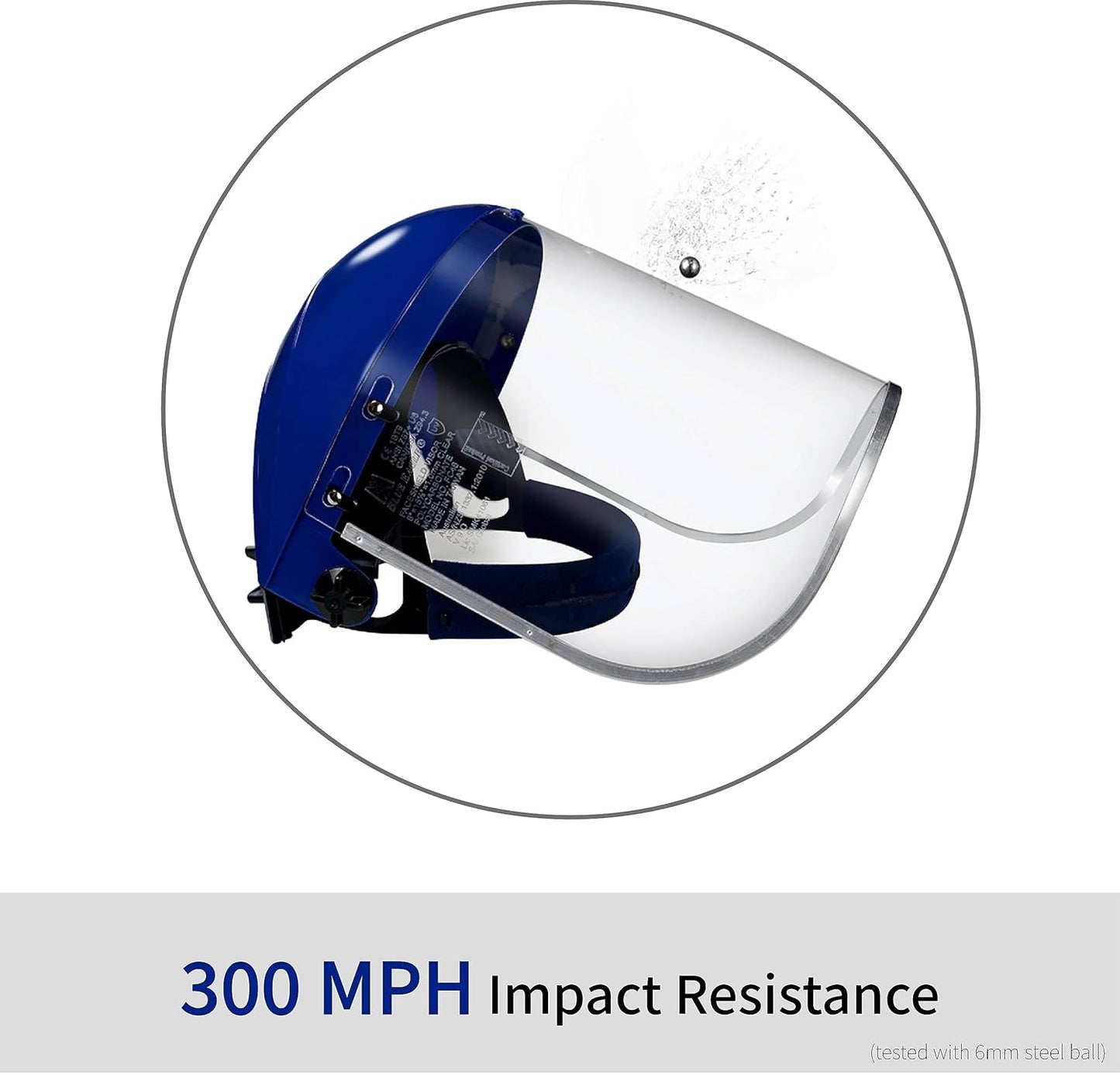 Full Face Impact Resistant Safety Faceshield (B1BL+FC48) | Clear | Extrusion-Grade Polycarbonate Visor | 1 Set + Replacement Visor