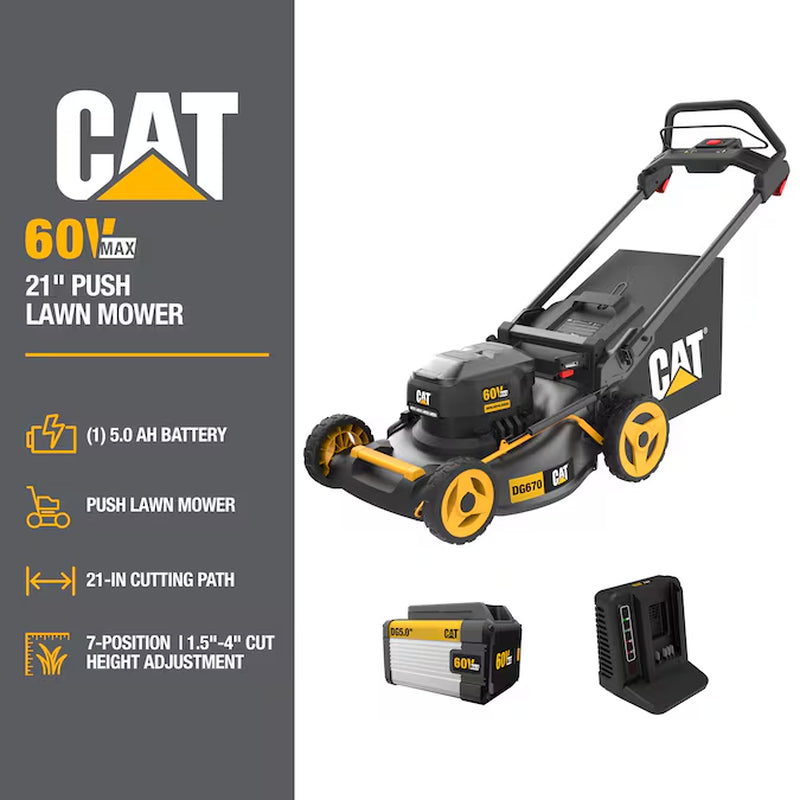60-Volt, (1) 5 Ah Battery 21-In Push Walk Mower With