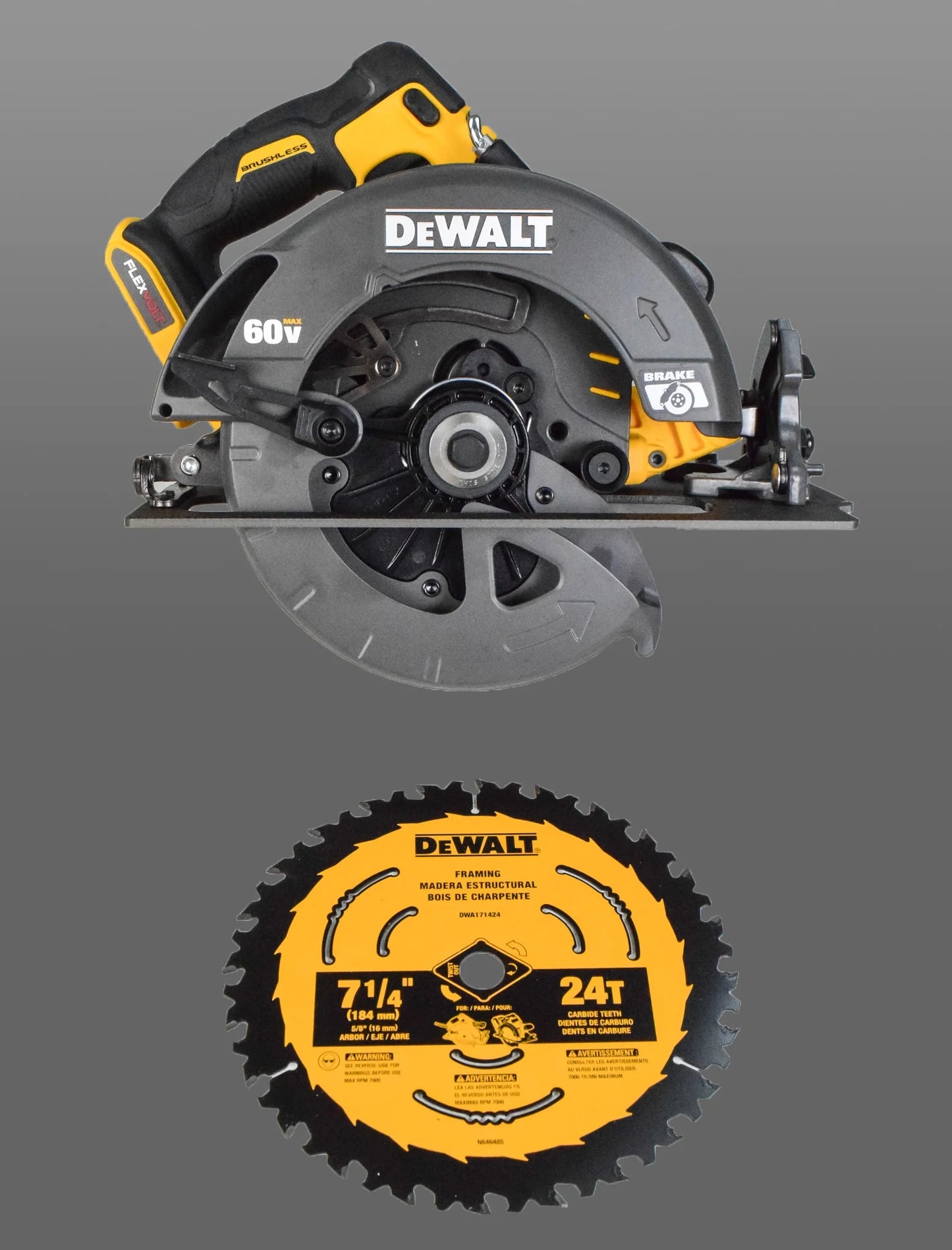 DCS578B 60V MAX, 7.25 in Cordless Circular Power Saw, 5800 RPM