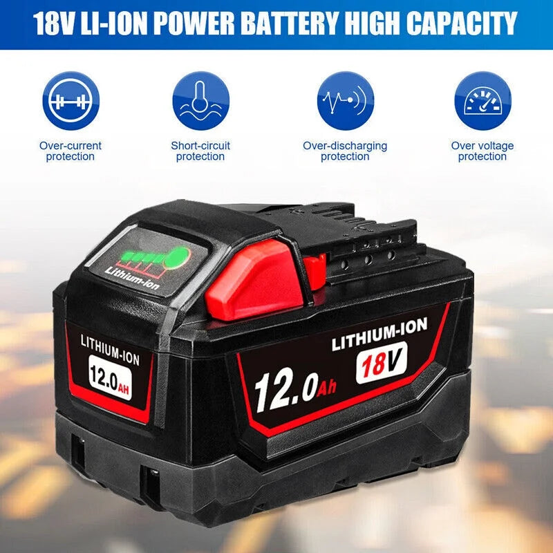 2Pack 18V 12.0Ah Tool Battery Replacement for Milwaukee M18 Lithium XC 12Ah Battery