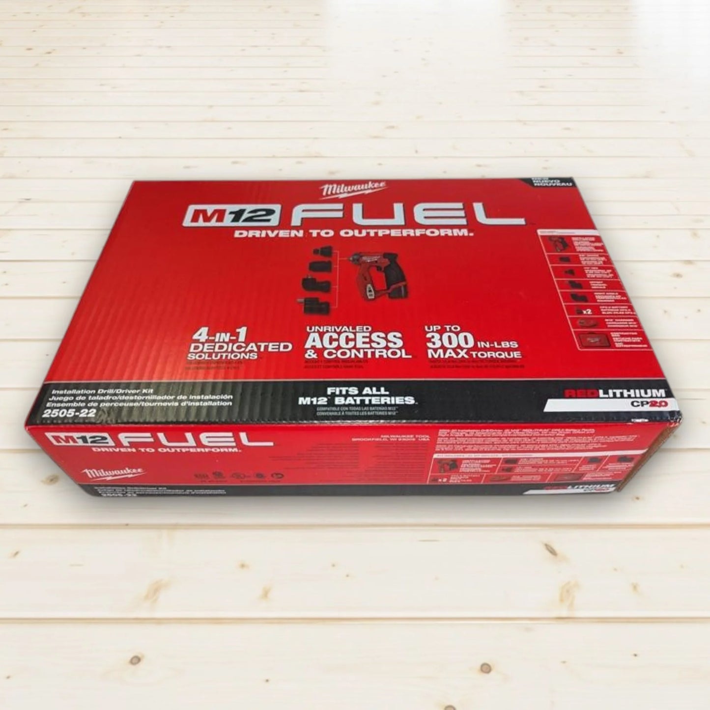 2505-22 M12 FUEL Installation Drill/Driver Kit – 4-In-1 Modular Design, 300 In-Lbs Torque, 16 Position Head, Brushless Motor, Compact Sized Power Tool Kit
