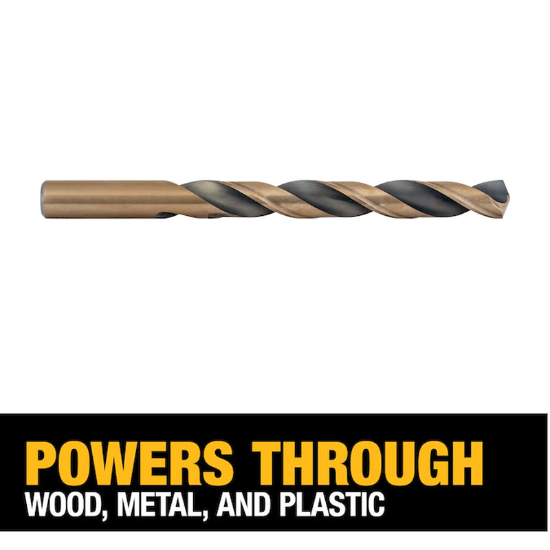 1/2-In X 6-In Black and Gold Coated HSS Aircraft Length Twist Drill Bit