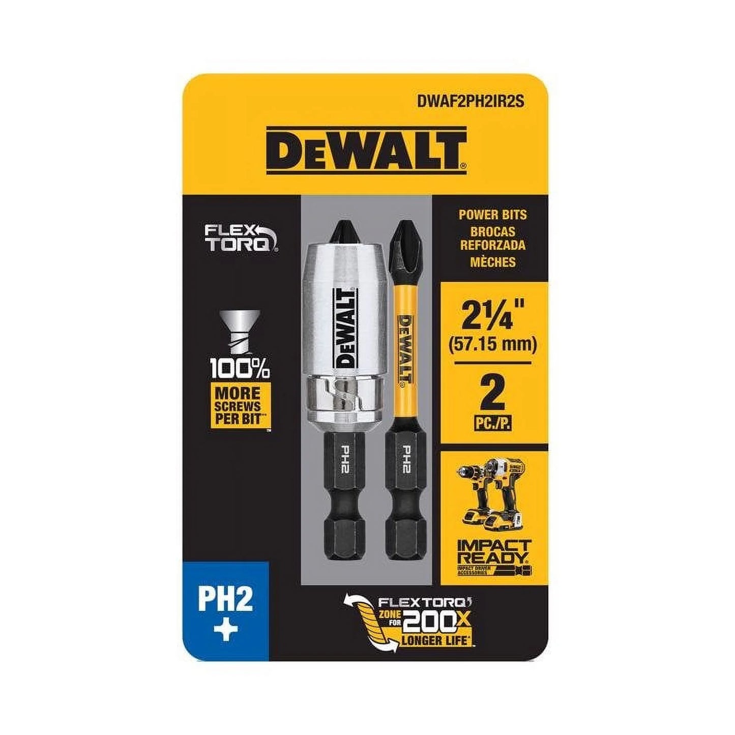 DWA2PH2IR2S 2 In. PH2 Impact Ready 2PK with Sleeve