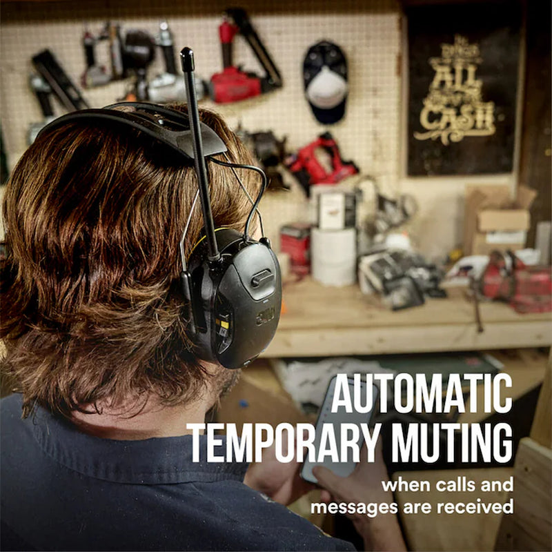 Worktunes Wireless Hearing Protector Reusable Cordless Hearing Protection Earmuffs with AM/FM Radio Bluetooth Compatibility 26 Db Noise Reduction Rating