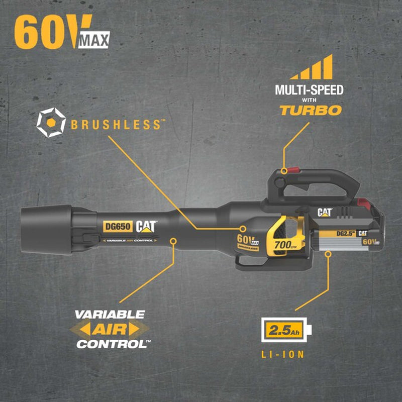 60-Volt 700-CFM 135-MPH Battery Handheld Leaf Blower 2.5 Ah