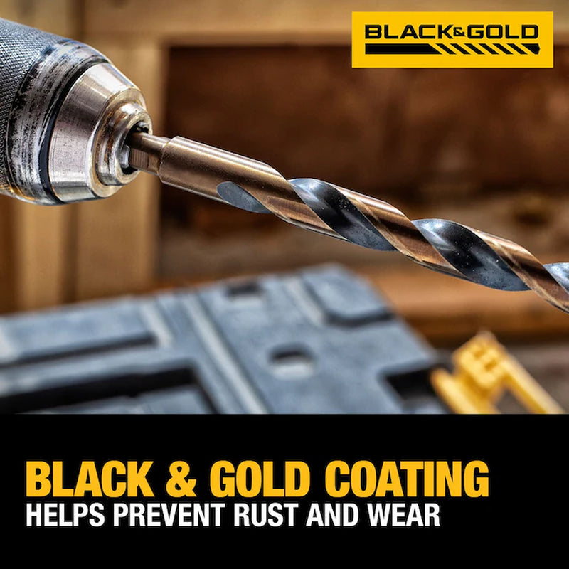 1-In X 6-In Black and Gold Coated HSS Silver Deming Twist Drill Bit