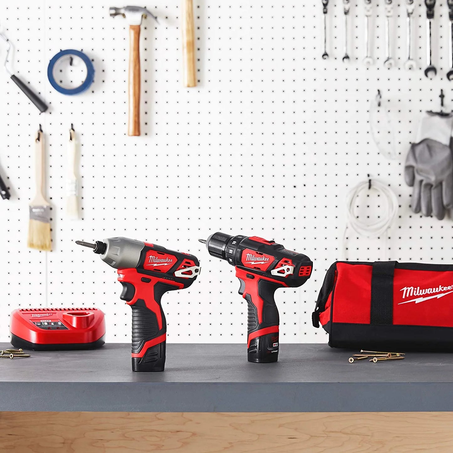 2494-22 M12 Cordless 3/8" Drill/Driver and 1/4" Hex Impact Driver Dual Power Tool Kit