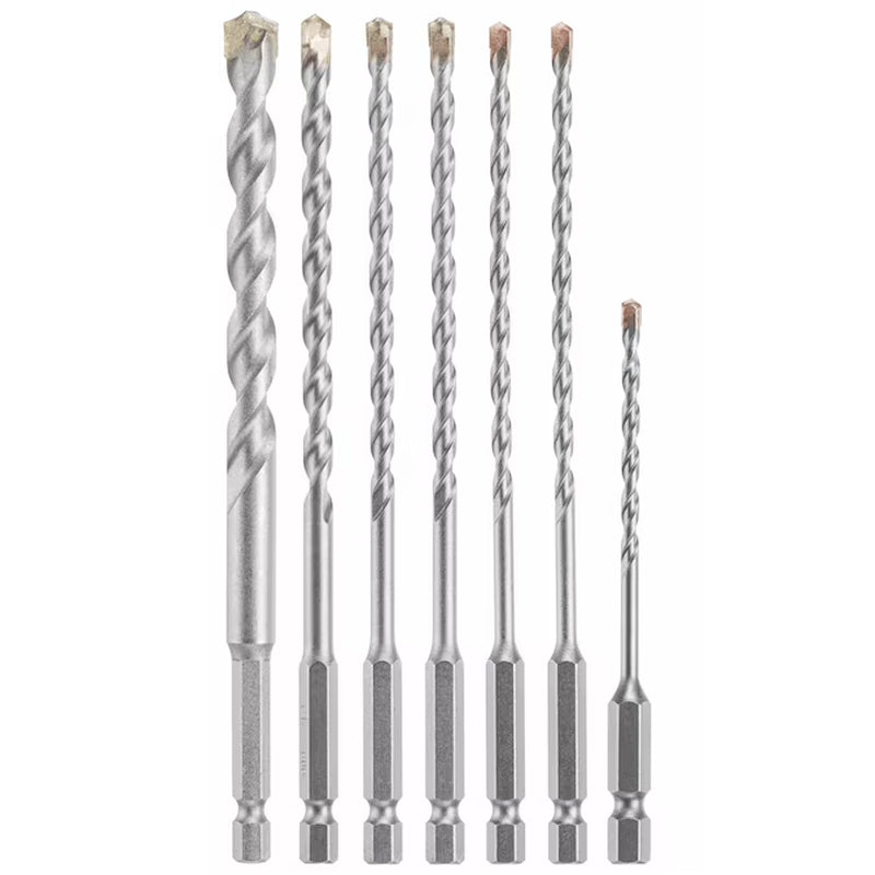 Impact Tough 7 -Piece High-Speed Steel Masonry Drill Bit Set for Hammer Drill