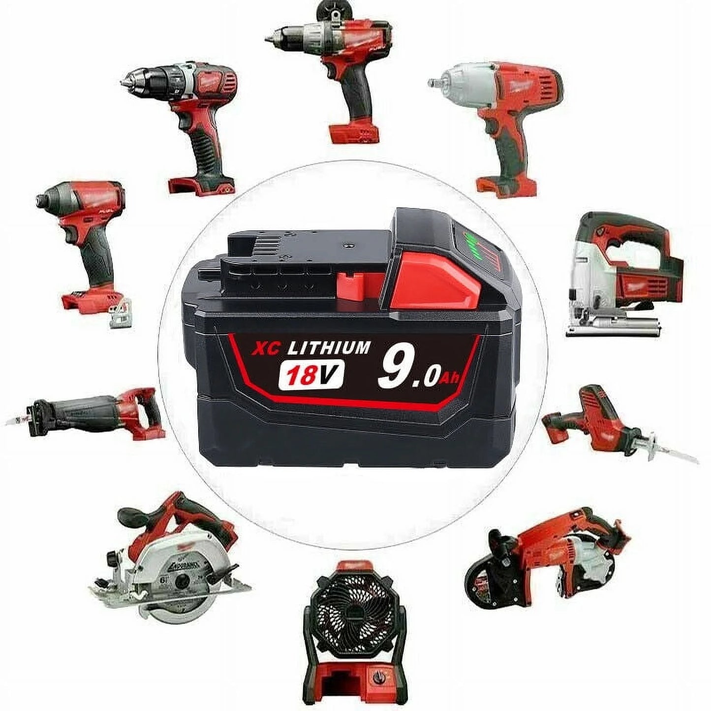 2-Pack Milwaukee Tool 48-11-1890 M18 Lithium-Ion High Output 9.0Ah Battery Pack 48-11-1840,48-11-1850,48-11-1860,48-11-1880