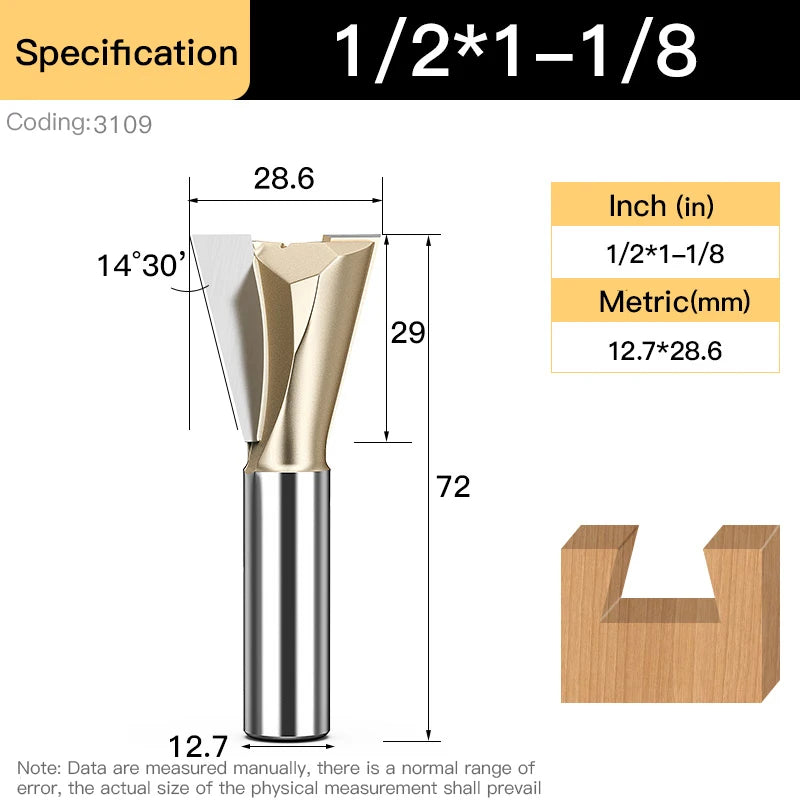 HUHAO Shank 12.7mm Dovetail Joint Router Bits for Wood Tungsten Milling Cutter Woodworking cnc Engraving Bits Carpentry Tools