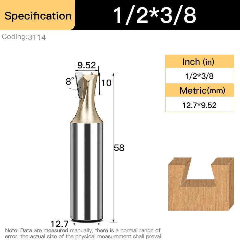 HUHAO Shank 12.7mm Dovetail Joint Router Bits for Wood Tungsten Milling Cutter Woodworking cnc Engraving Bits Carpentry Tools