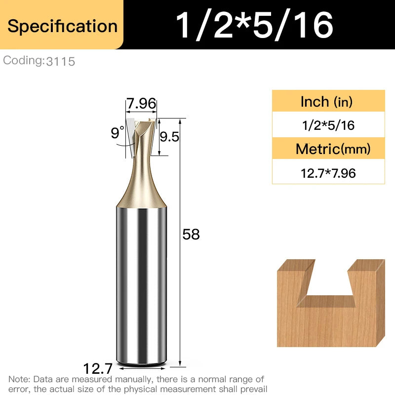 HUHAO Shank 12.7mm Dovetail Joint Router Bits for Wood Tungsten Milling Cutter Woodworking cnc Engraving Bits Carpentry Tools