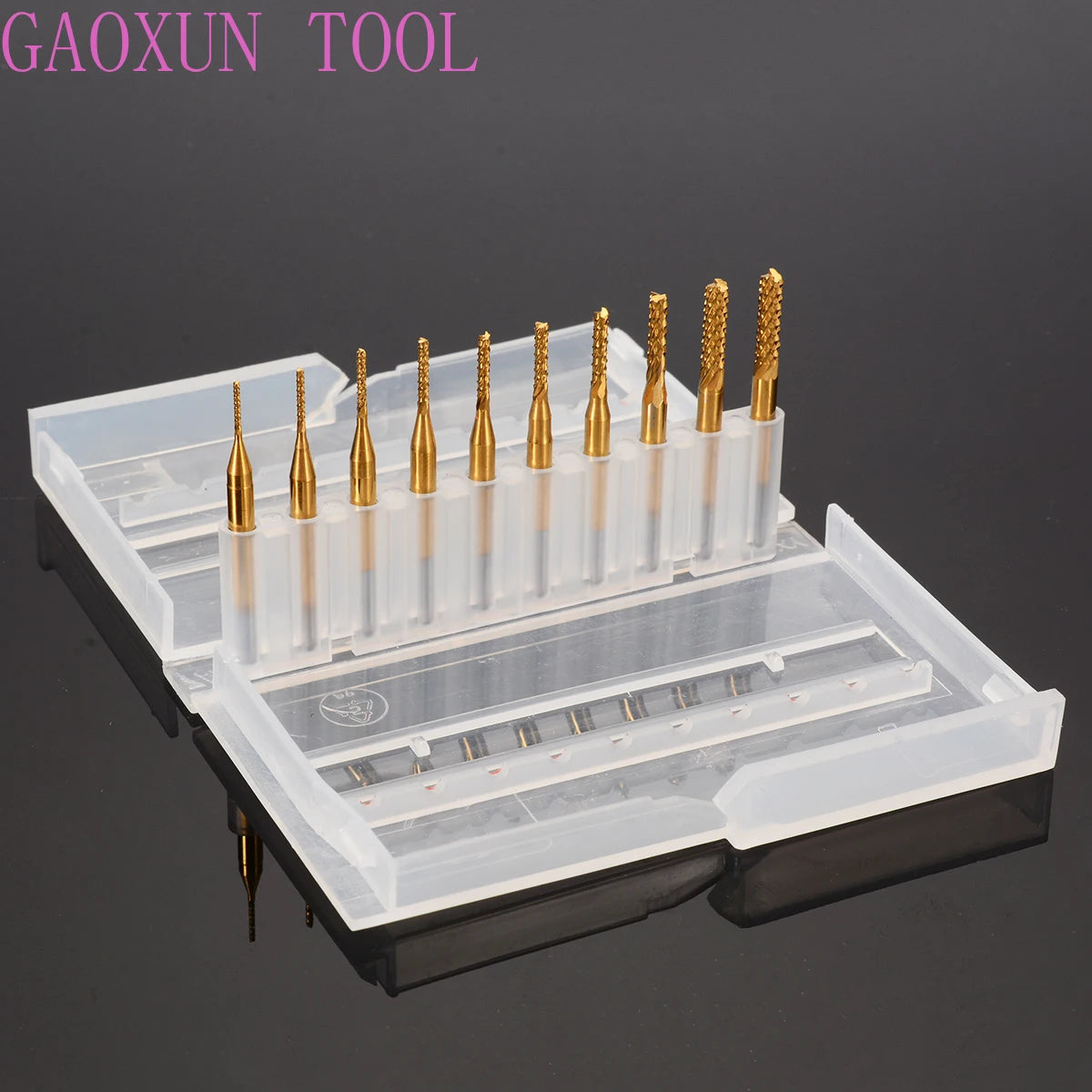 10Pcs/Set 0.8-3.175mm PCB Drill Bits Ttitanium Plating 1/8" CNC End Mill Engraving Cutter Set For CNC Carbon Fiber Drill Bits