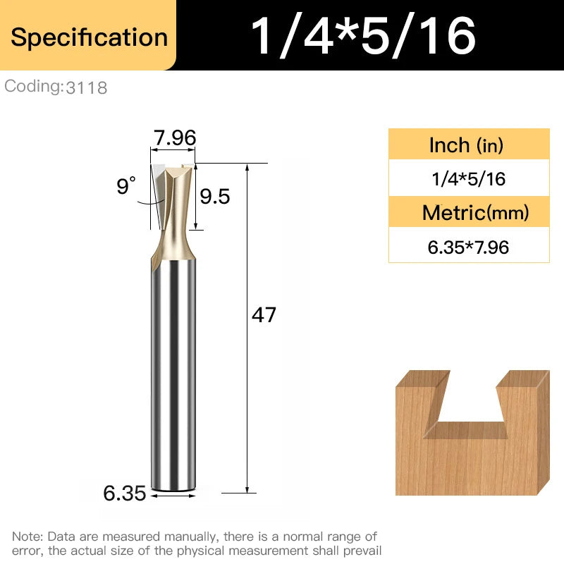 HUHAO Shank 12.7mm Dovetail Joint Router Bits for Wood Tungsten Milling Cutter Woodworking cnc Engraving Bits Carpentry Tools