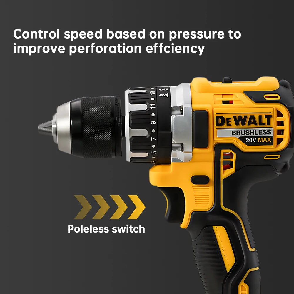 DeWalt DCD796 20V Brushless Cordless Impact Drill – Compact High-Torque 65Nm Handheld Power Tool (Compatible with DeWalt Batteries)