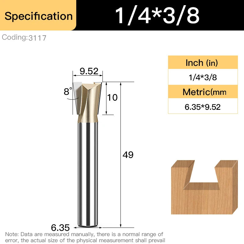 HUHAO Shank 12.7mm Dovetail Joint Router Bits for Wood Tungsten Milling Cutter Woodworking cnc Engraving Bits Carpentry Tools