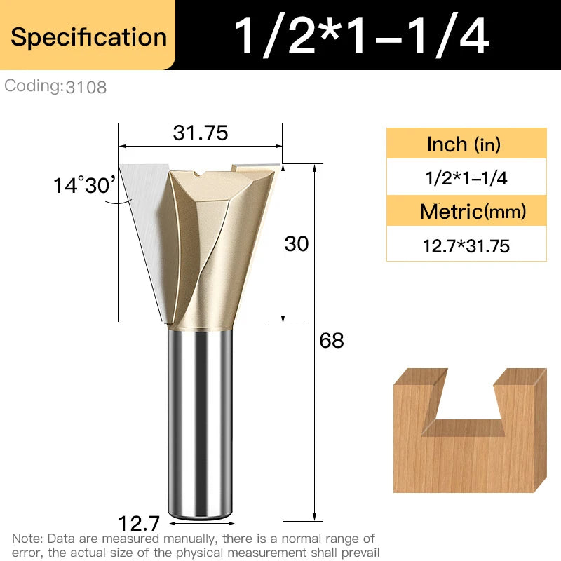 HUHAO Shank 12.7mm Dovetail Joint Router Bits for Wood Tungsten Milling Cutter Woodworking cnc Engraving Bits Carpentry Tools