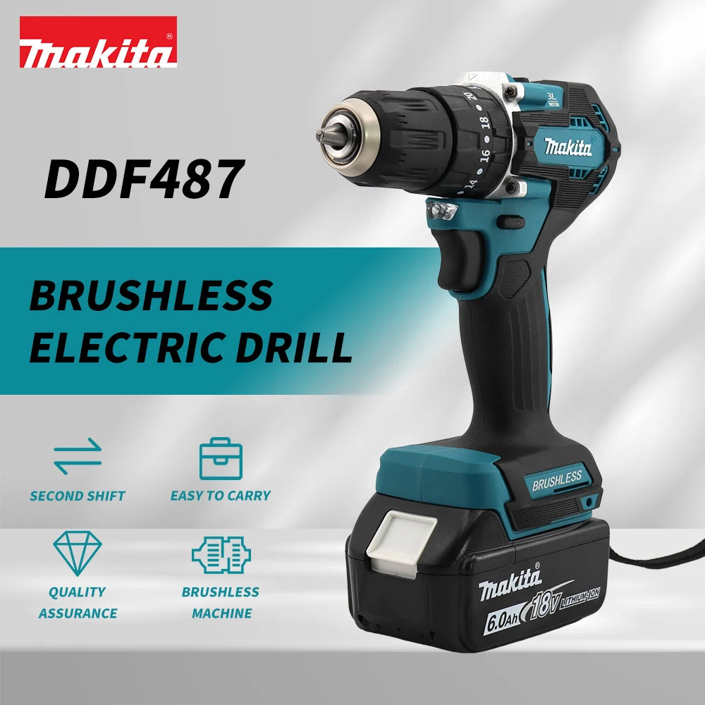 Makita DDF487 Cordless Drills 1700rpm No Battery Impact Drill Cordless 10mm Electric Screwdriver Makita 18V Battery Power Tool
