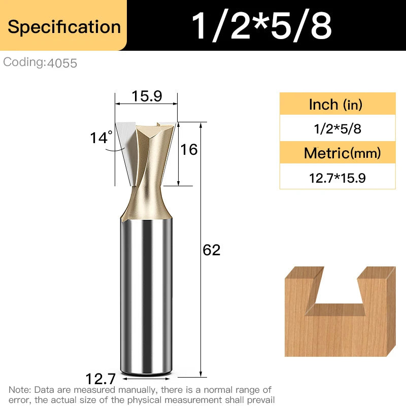 HUHAO Shank 12.7mm Dovetail Joint Router Bits for Wood Tungsten Milling Cutter Woodworking cnc Engraving Bits Carpentry Tools