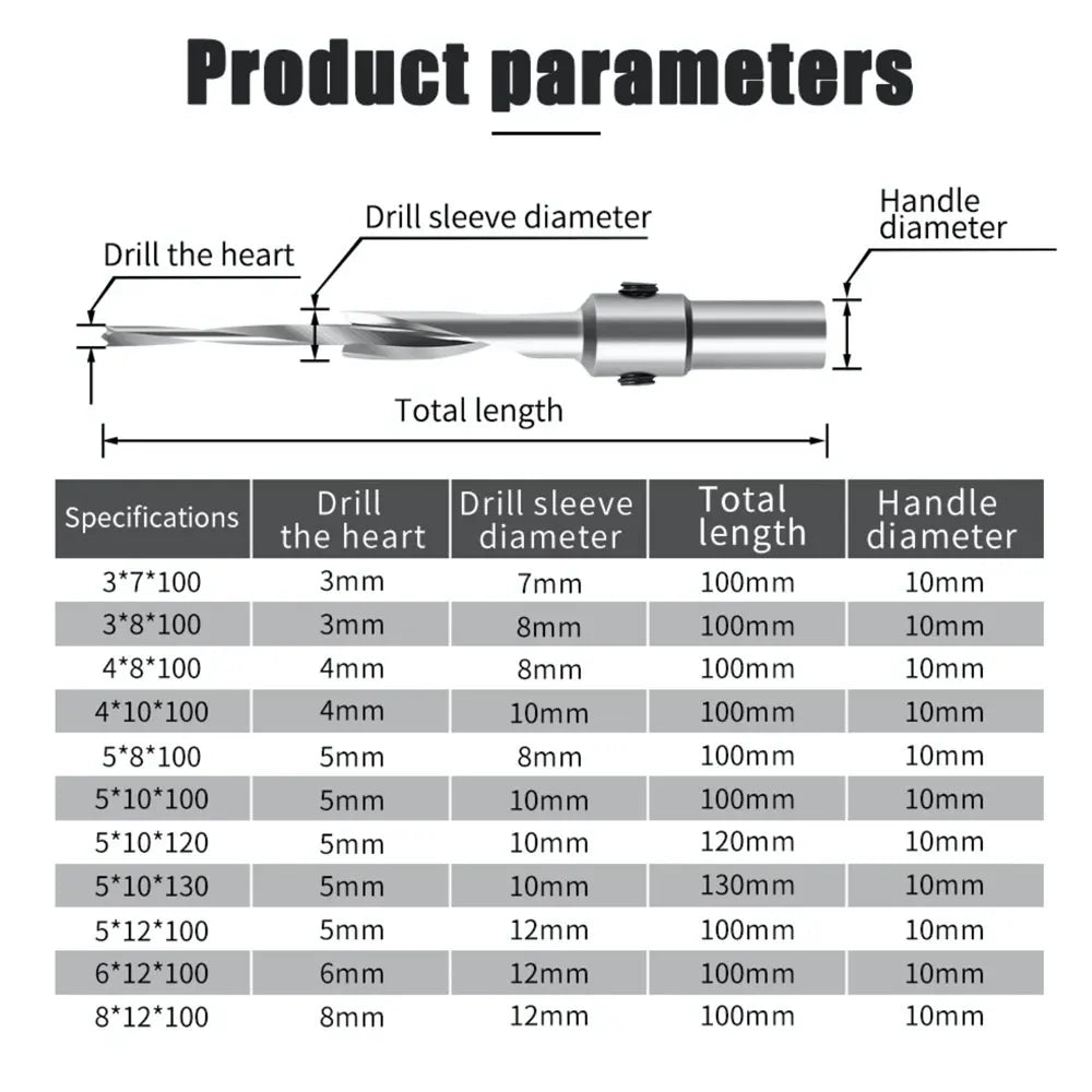 Countersink Drill Bit with Adjustable Depth Stop Chamfering Counterbore Drilling for Wood Plastic 10MM Shank