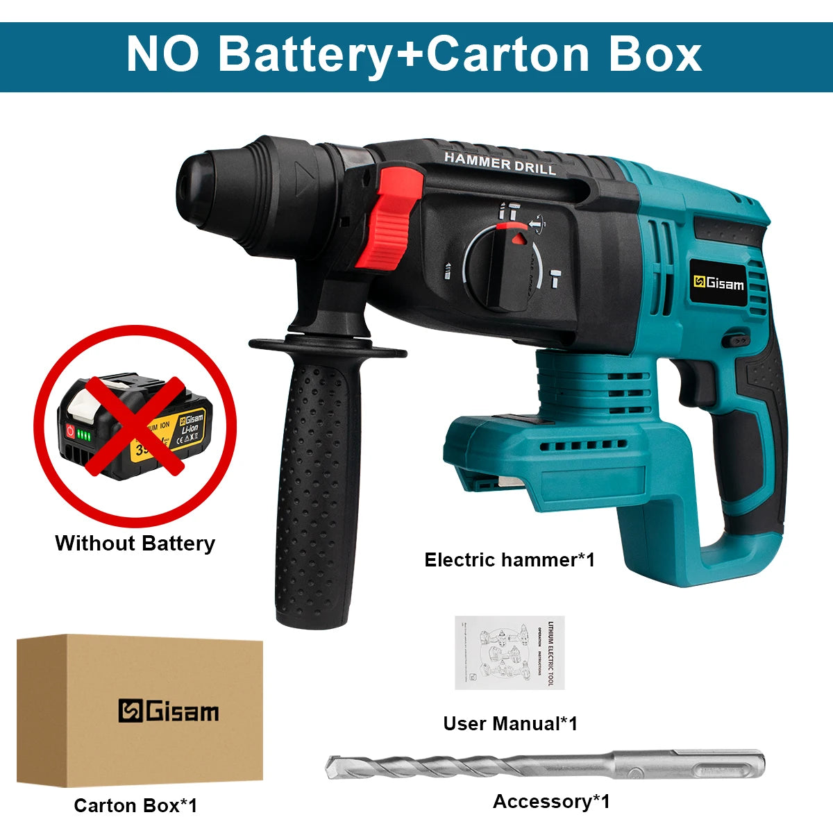 26mm Brushless Electric Hammer Drill Multifunctional Rotary Hammer Cordless Impact Hammer Power Tools For Makita 18V Battery