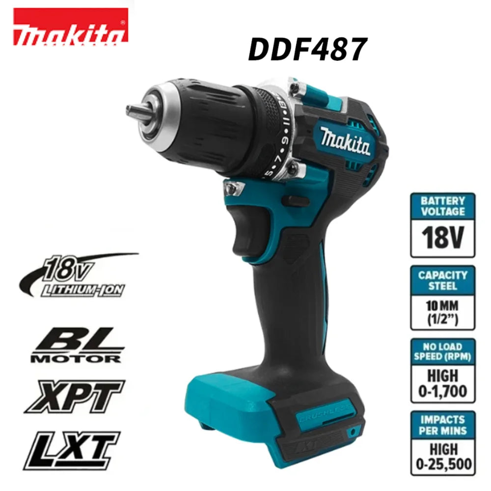 Makita DDF487 Cordless Drills 1700rpm No Battery Impact Drill Cordless 10mm Electric Screwdriver Makita 18V Battery Power Tool