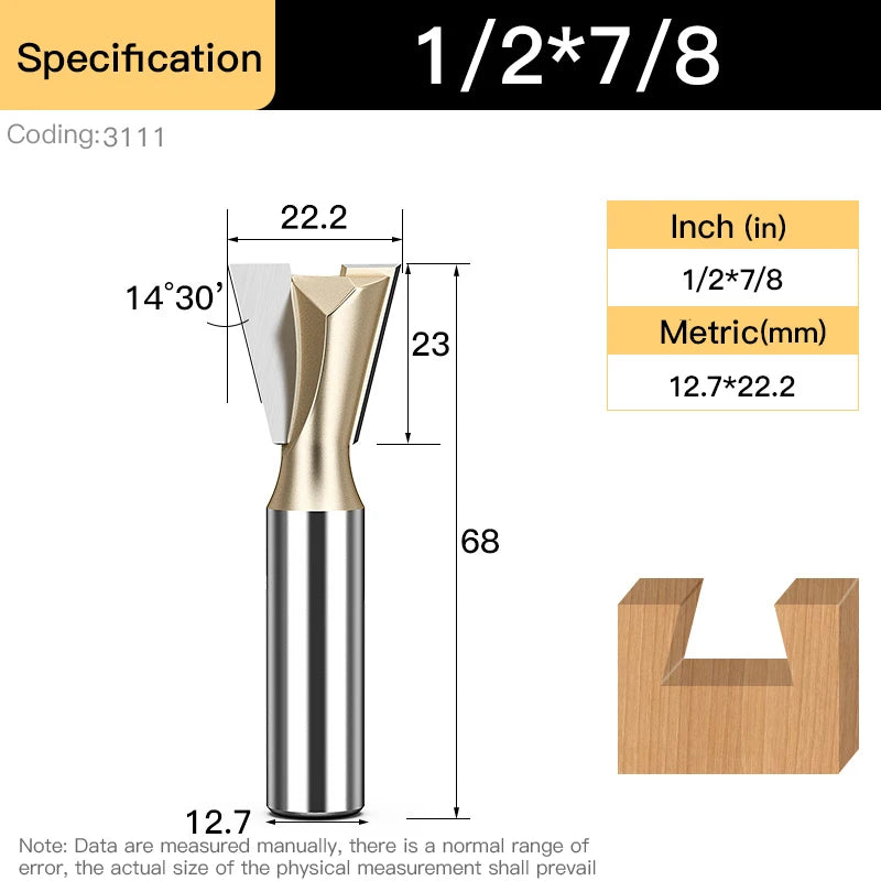 HUHAO Shank 12.7mm Dovetail Joint Router Bits for Wood Tungsten Milling Cutter Woodworking cnc Engraving Bits Carpentry Tools