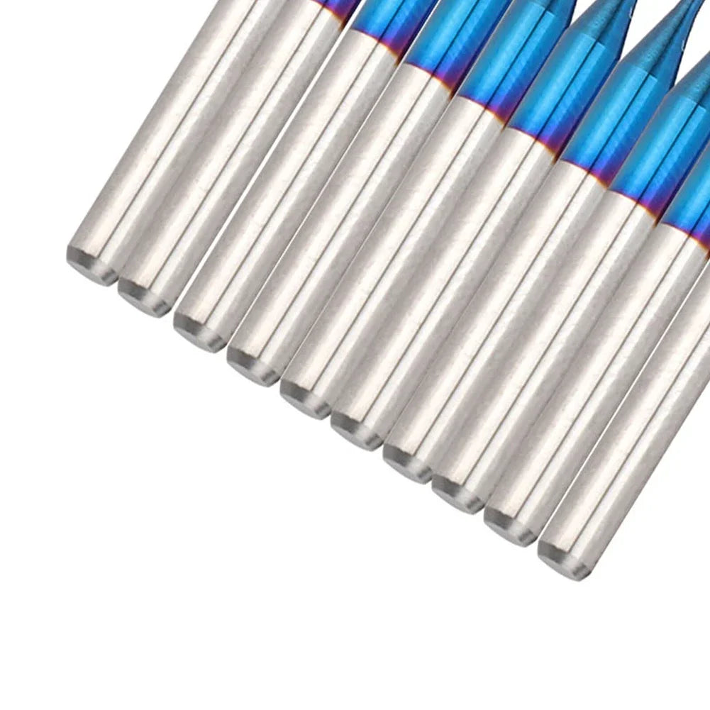 10pcs 1mm Milling Cutter Carbide End Mill Tapered Corn End CNC Router Bits For Wood Metal CNC PCB Milling Tool