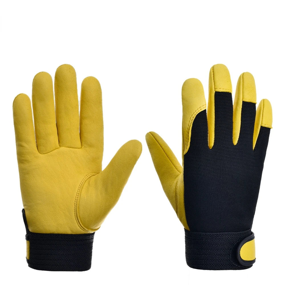 1Pair Pigskin Leather Gloves Wear Resistant Driving Working Repair Safe Gloves Security Protection Work Out Gloves Work Safety