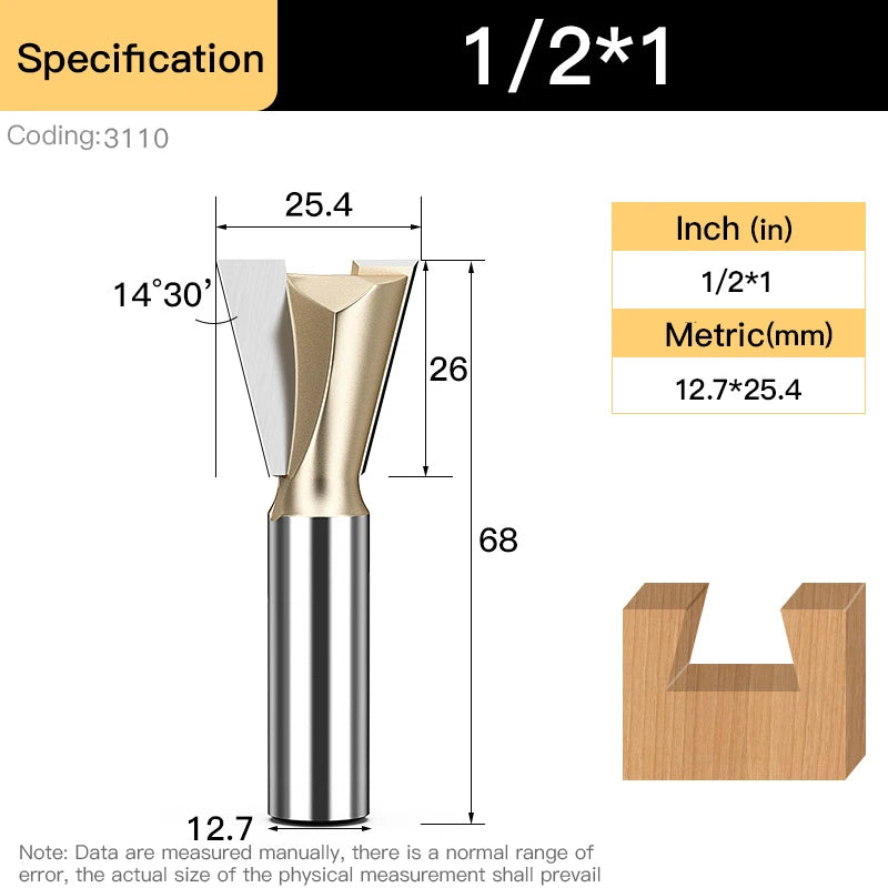 HUHAO Shank 12.7mm Dovetail Joint Router Bits for Wood Tungsten Milling Cutter Woodworking cnc Engraving Bits Carpentry Tools