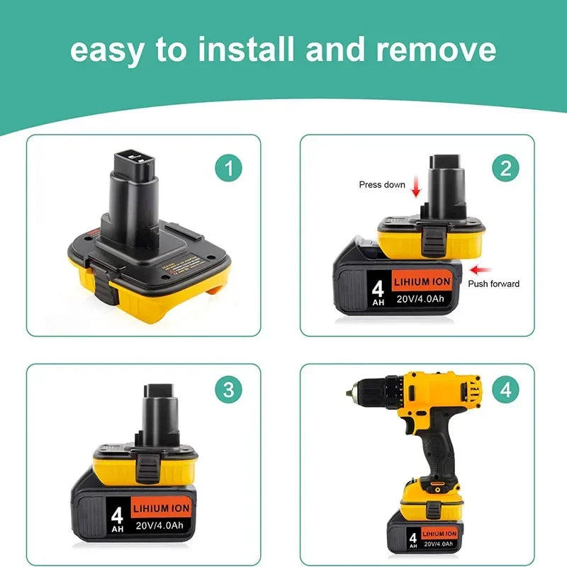 DeWalt DCA1820 Battery Adapter – Convert 20V Lithium Battery for Use with 18V Ni-Cad & Ni-MH Tools (Compatible with DC9096, DE9098, DE9096)