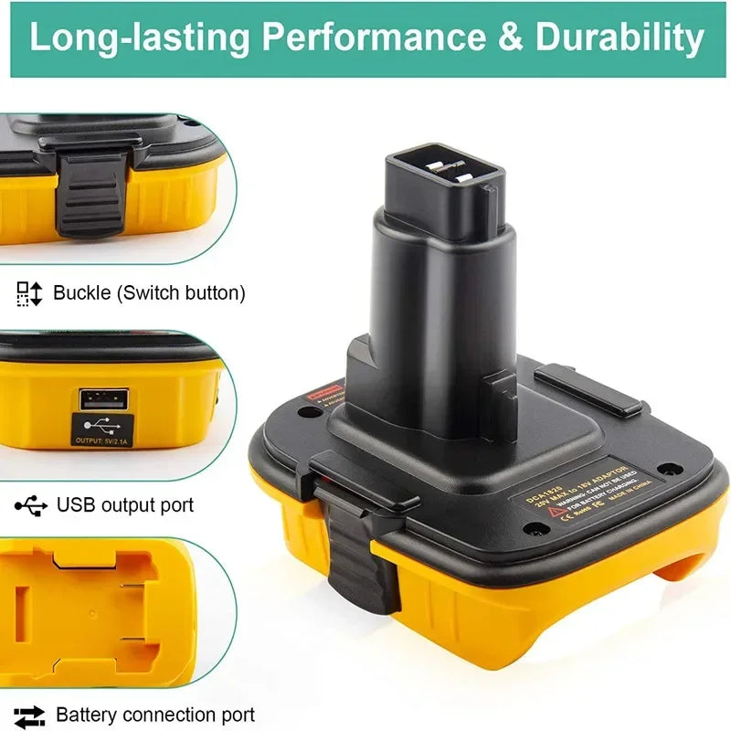 DeWalt DCA1820 Battery Adapter – Convert 20V Lithium Battery for Use with 18V Ni-Cad & Ni-MH Tools (Compatible with DC9096, DE9098, DE9096)
