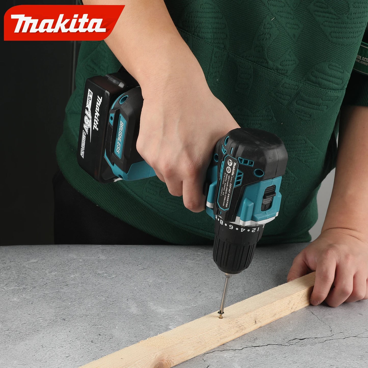 makita DDF487-10Screwdriver Cordless Percussion Drill18V Electric Variable Speed Brushless Motor Impact Power Tools Power Drill