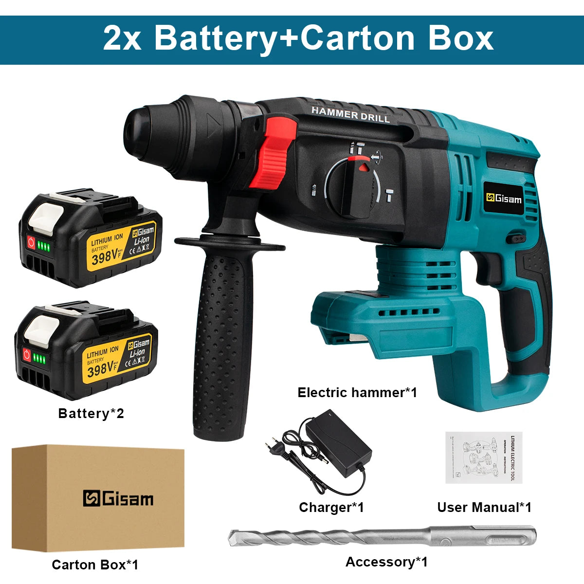26mm Brushless Electric Hammer Drill Multifunctional Rotary Hammer Cordless Impact Hammer Power Tools For Makita 18V Battery