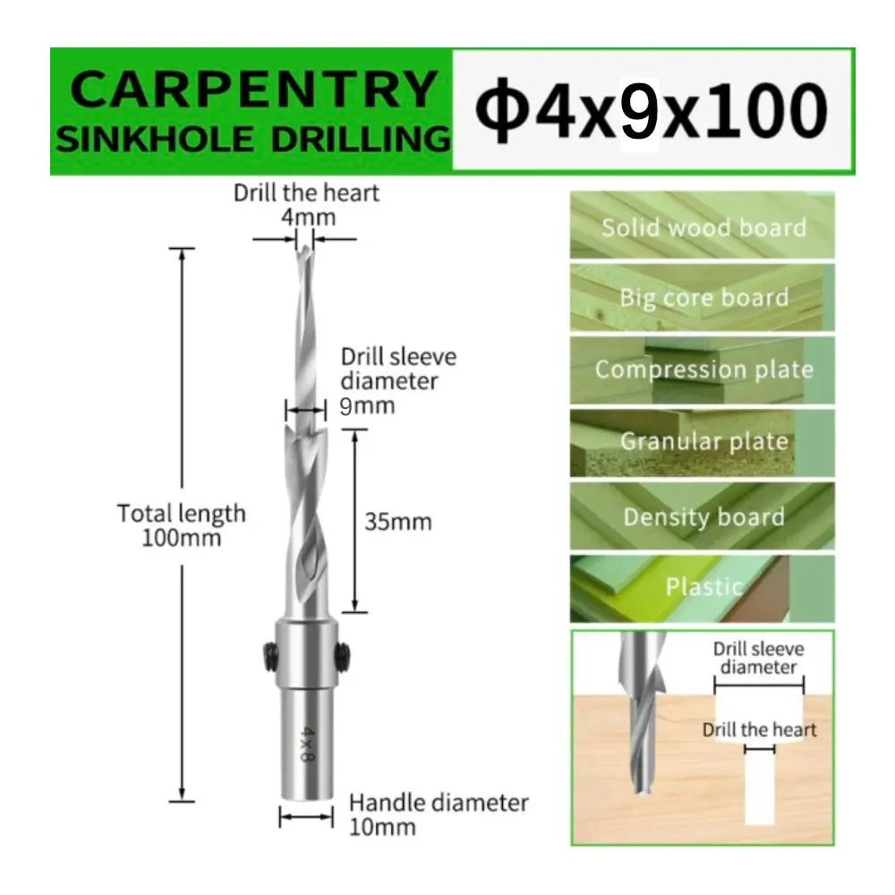 Countersink Drill Bit with Adjustable Depth Stop Chamfering Counterbore Drilling for Wood Plastic 10MM Shank