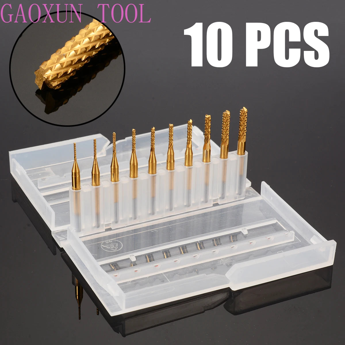 10Pcs/Set 0.8-3.175mm PCB Drill Bits Ttitanium Plating 1/8" CNC End Mill Engraving Cutter Set For CNC Carbon Fiber Drill Bits
