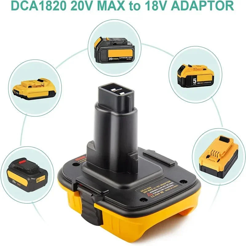 DeWalt DCA1820 Battery Adapter – Convert 20V Lithium Battery for Use with 18V Ni-Cad & Ni-MH Tools (Compatible with DC9096, DE9098, DE9096)