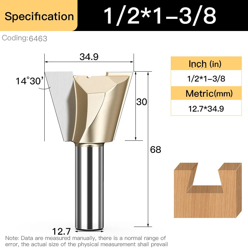 HUHAO Shank 12.7mm Dovetail Joint Router Bits for Wood Tungsten Milling Cutter Woodworking cnc Engraving Bits Carpentry Tools