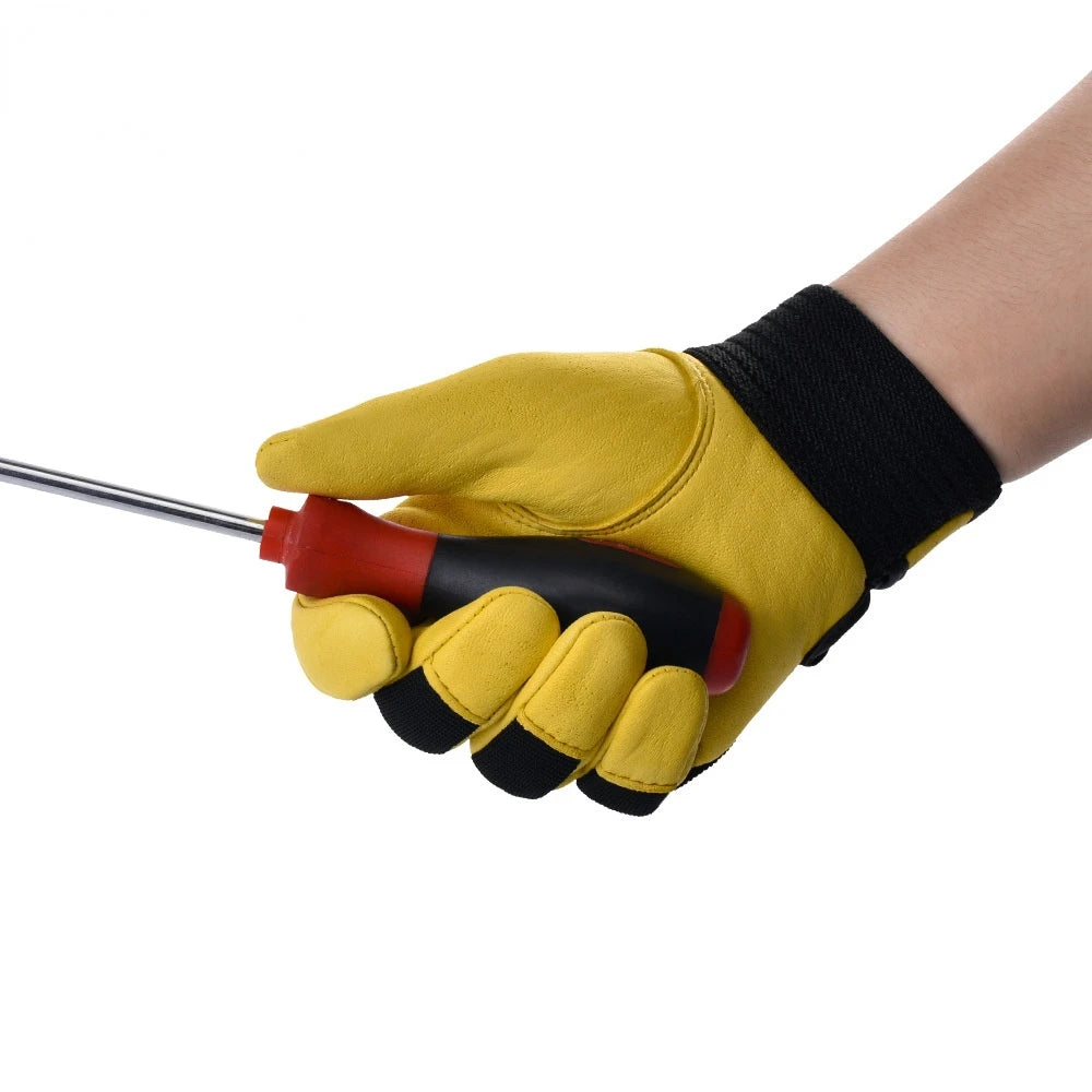 1Pair Pigskin Leather Gloves Wear Resistant Driving Working Repair Safe Gloves Security Protection Work Out Gloves Work Safety