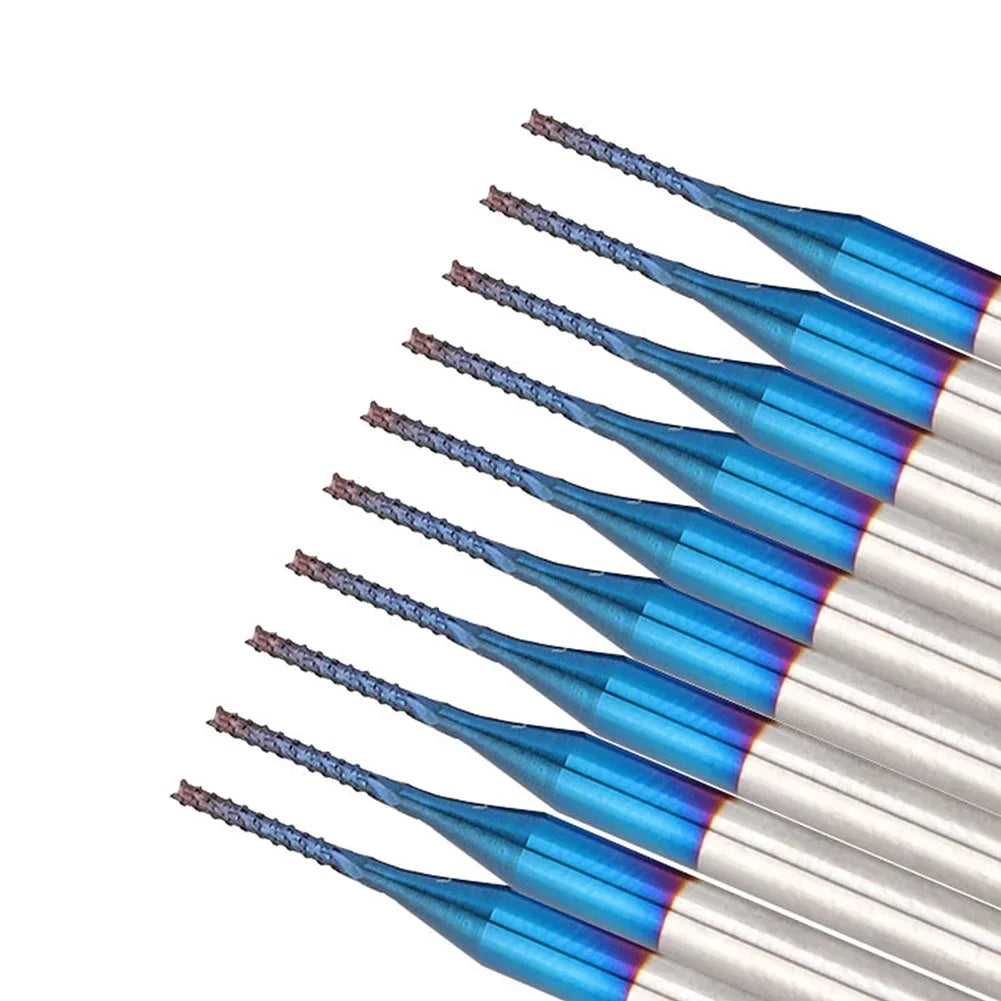 10pcs 1mm Milling Cutter Carbide End Mill Tapered Corn End CNC Router Bits For Wood Metal CNC PCB Milling Tool