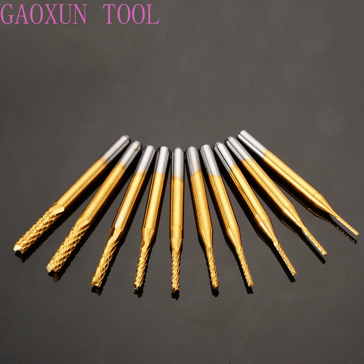 10Pcs/Set 0.8-3.175mm PCB Drill Bits Ttitanium Plating 1/8" CNC End Mill Engraving Cutter Set For CNC Carbon Fiber Drill Bits