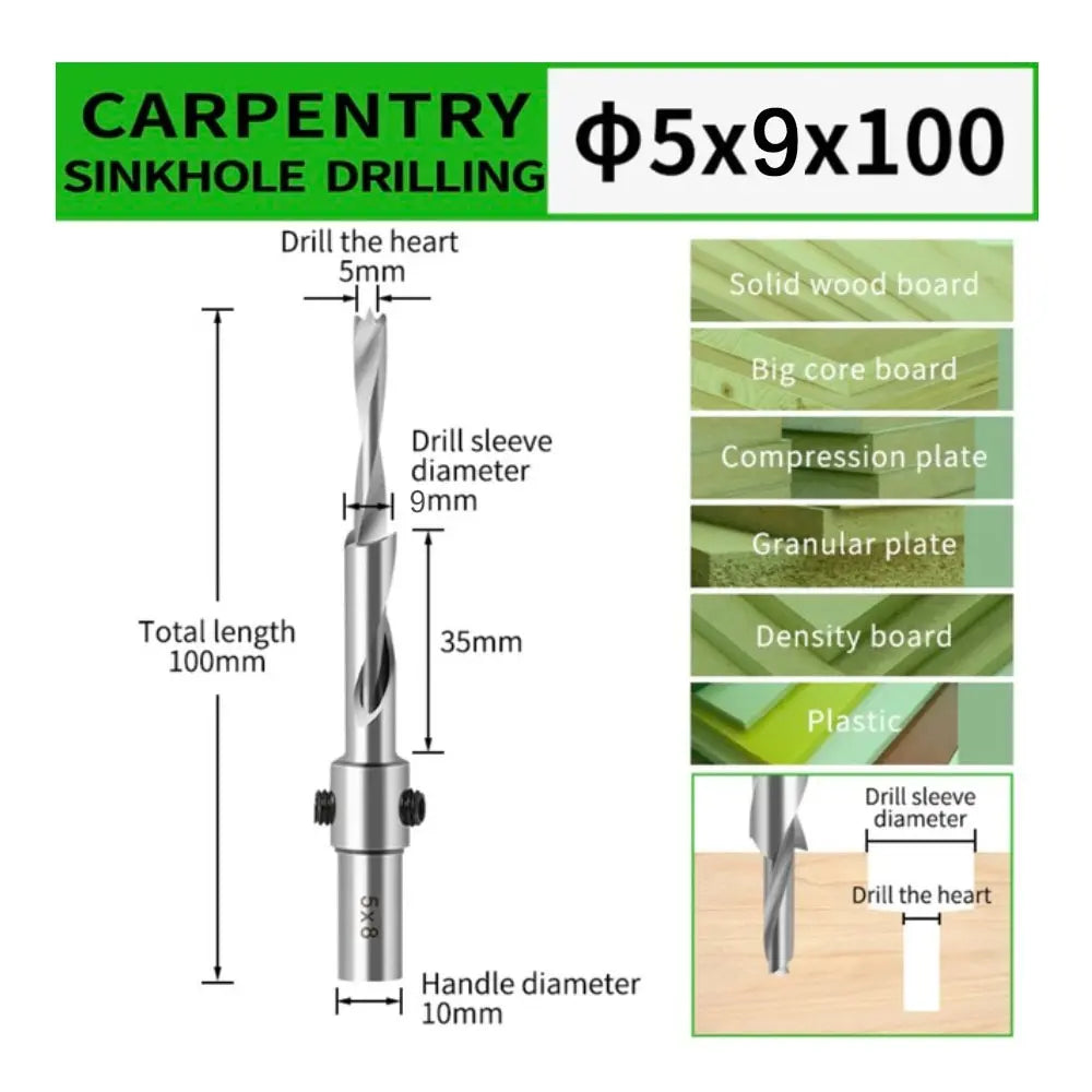 Countersink Drill Bit with Adjustable Depth Stop Chamfering Counterbore Drilling for Wood Plastic 10MM Shank
