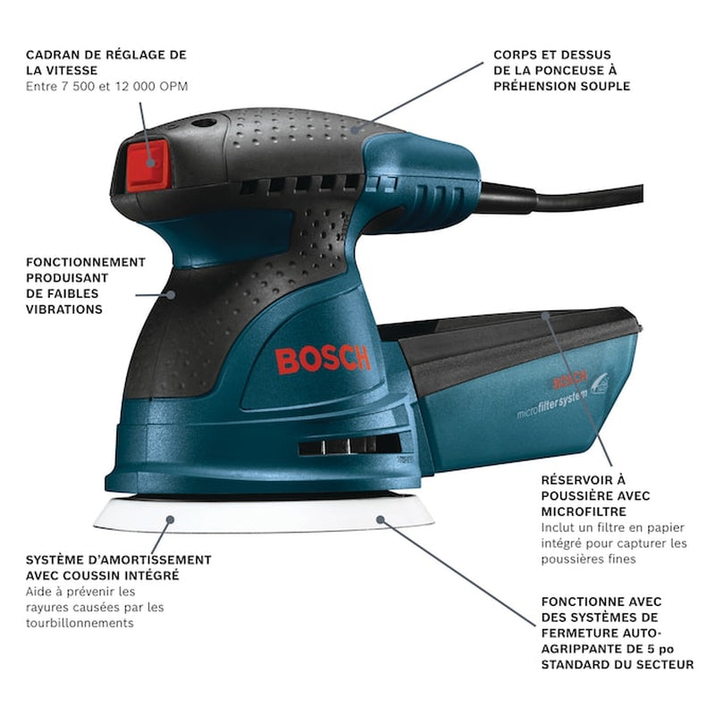 120-Volt 2.5 -Amp Variable Speed Random Orbital Sander with Dust Management