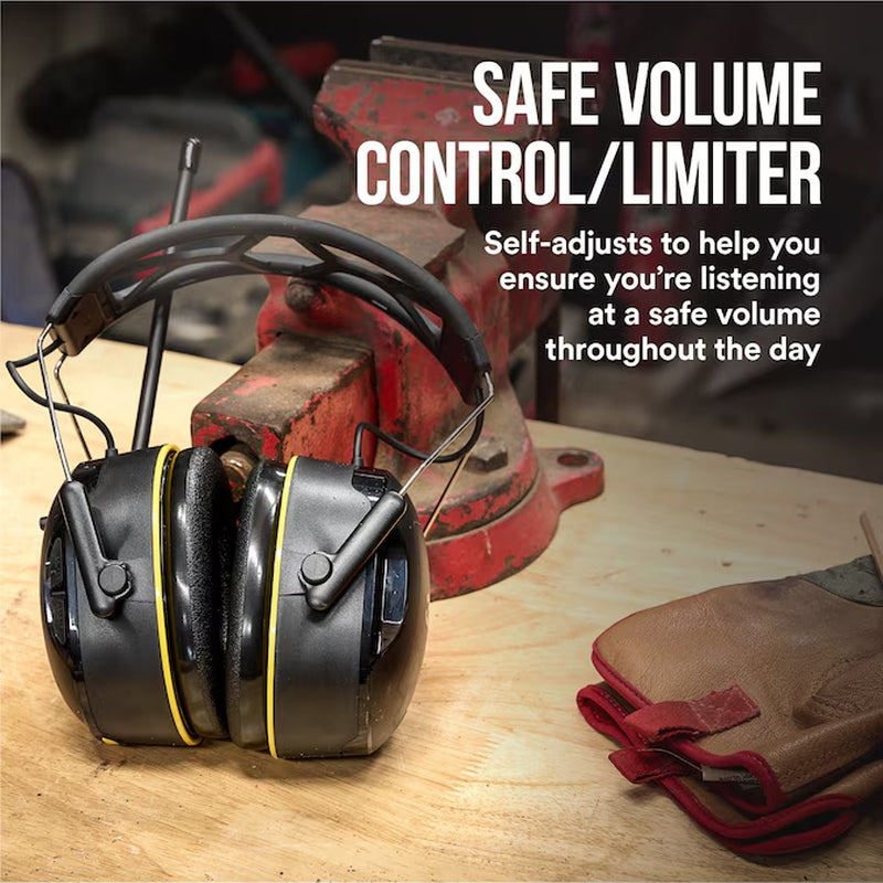 Worktunes Wireless Hearing Protector Reusable Cordless Hearing Protection Earmuffs with AM/FM Radio Bluetooth Compatibility 26 Db Noise Reduction Rating