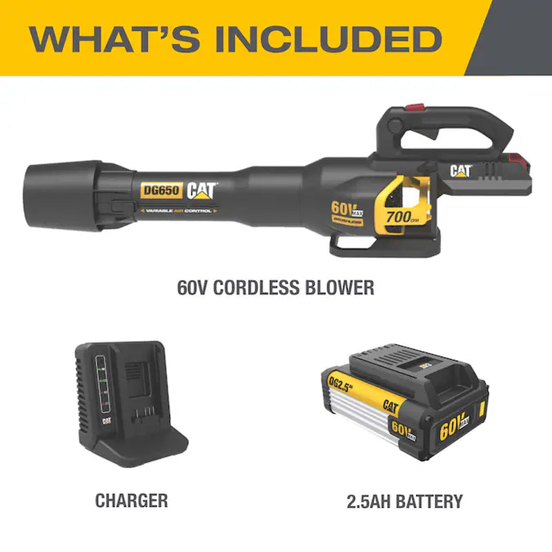 60-Volt 700-CFM 135-MPH Battery Handheld Leaf Blower 2.5 Ah
