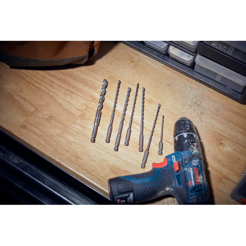 Impact Tough 7 -Piece High-Speed Steel Masonry Drill Bit Set for Hammer Drill