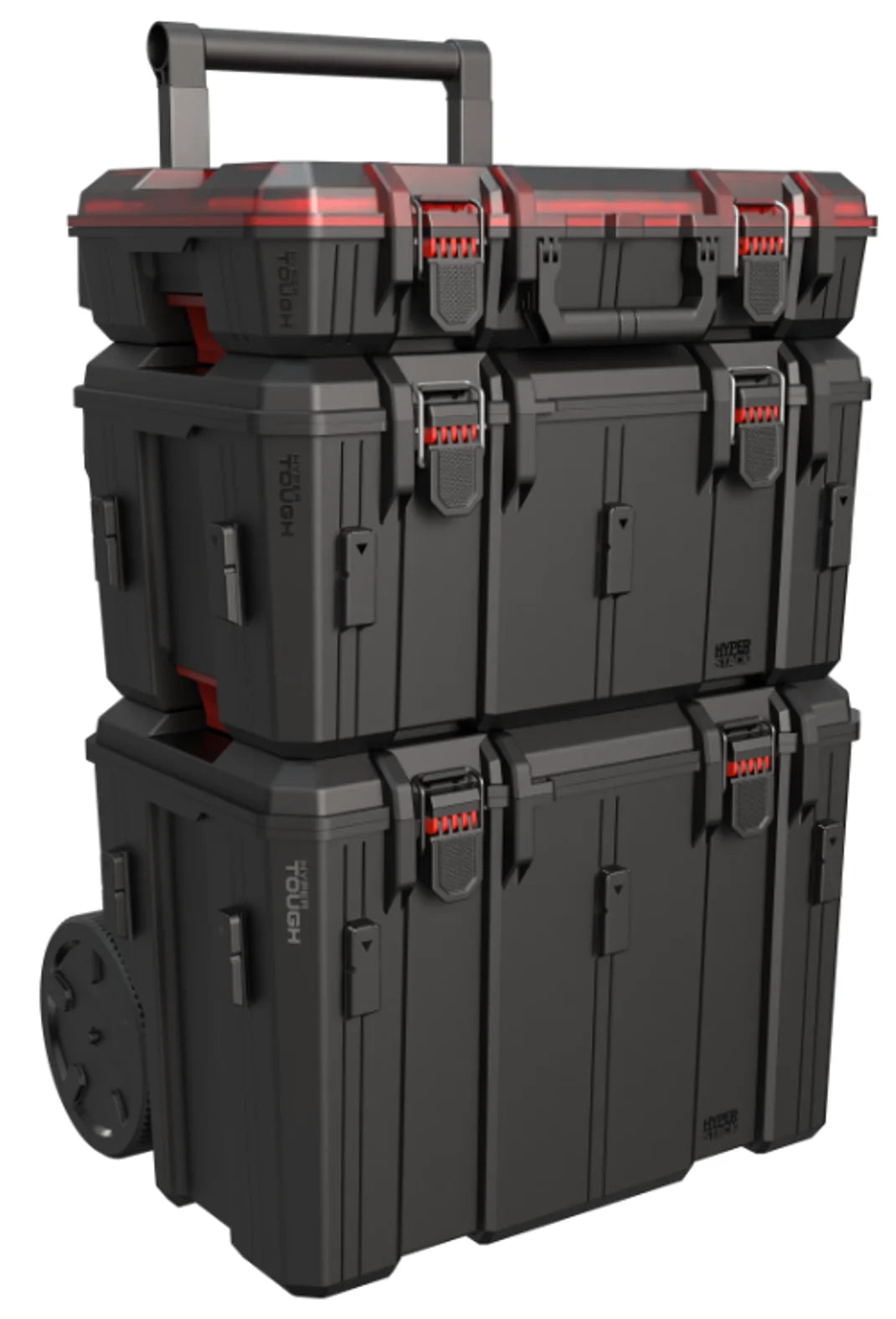 Hyper Stack Heavy Duty 3 Piece Modular Rolling Toolbox System, Black